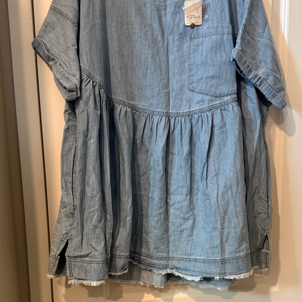 Free People Sky Blue Denim Blouse - Picture 3 of 6